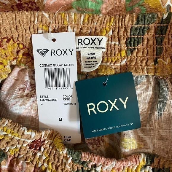 Roxy Cosmic Glow Again Floral Ruffled Skirt Womens Medium Tan NWT - Picture 4 of 5
